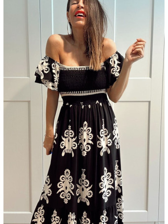 Vestido Estampado Étnico BALKAN Negro HEVE