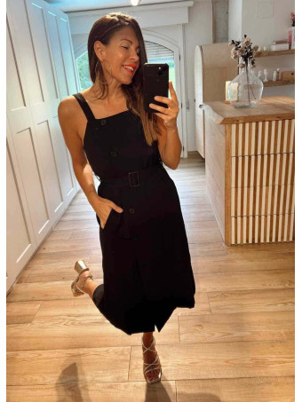Vestido Midi con Cinturón MERIVA Negro HEVE