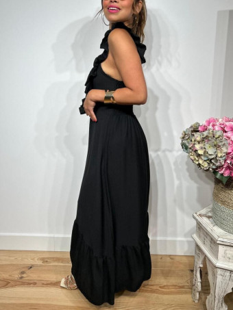 Vestido Largo Volantes VIANORA Negro HEVE