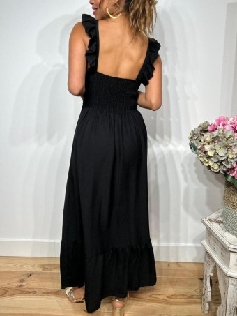Vestido Largo Volantes VIANORA Negro HEVE