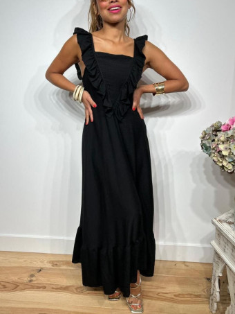 Vestido Largo Volantes VIANORA Negro HEVE