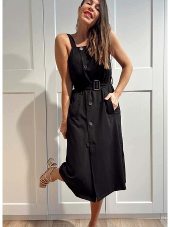 Vestido Midi con Cinturón MERIVA Negro HEVE