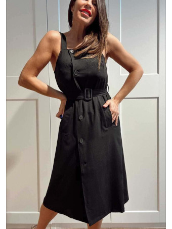 Vestido Midi con Cinturón MERIVA Negro HEVE