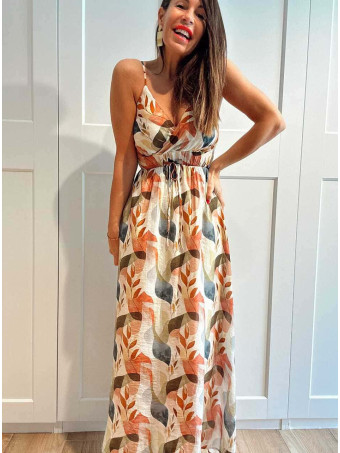 Vestido Largo Estampado Hojas TERENZA HEVE