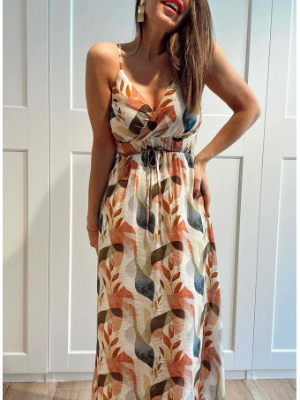 Vestido Largo Estampado Hojas TERENZA HEVE