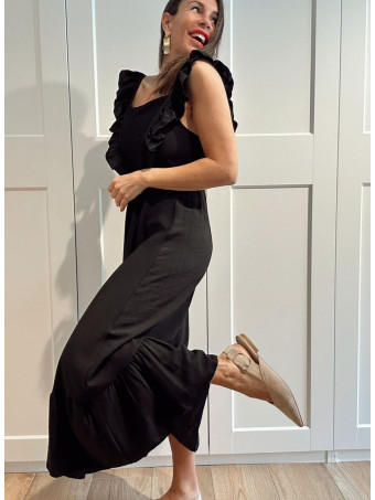 Vestido Largo Volantes VIANORA Negro HEVE