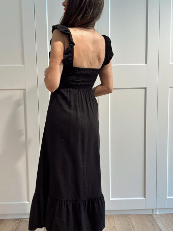 Vestido Largo Volantes VIANORA Negro HEVE