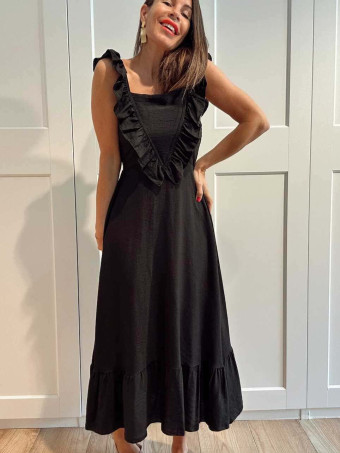 Vestido Largo Volantes VIANORA Negro HEVE