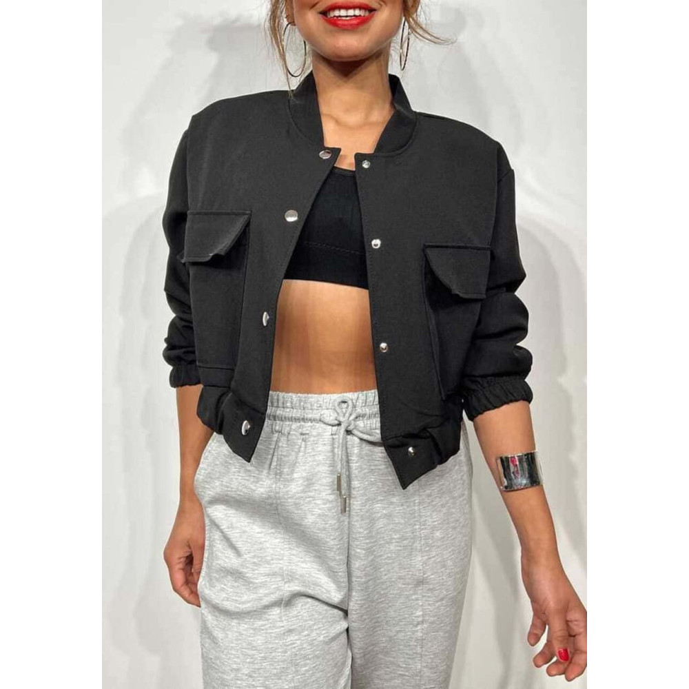 Chaqueta Maxi-Bolsillos HERLIYAN Negro HEVE