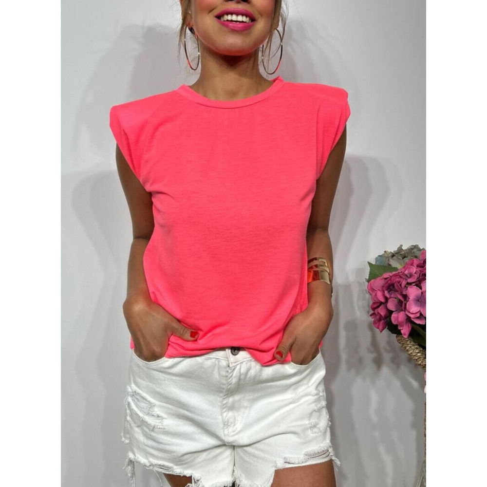 Camiseta Hombreras MEIZURY Rosa Flúor HEVE