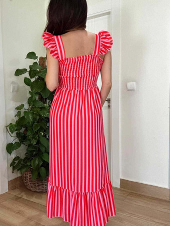 Vestido Rayas Nido de Abeja TIDALYA Rojo/Rosa HEVE