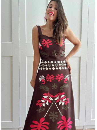 Conjunto Étnico Top y Falda MARAKENA Marrón HEVE