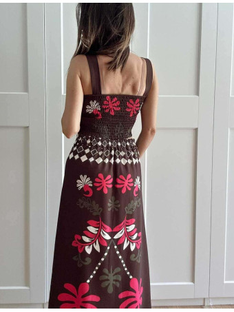 Conjunto Étnico Top y Falda MARAKENA Marrón HEVE