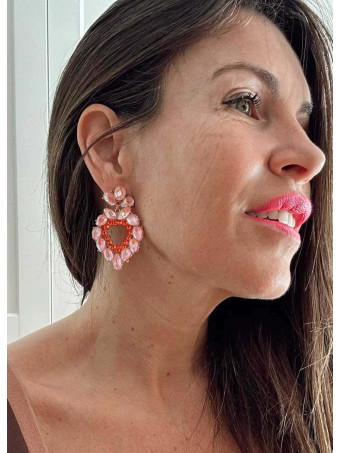 Pendientes Corazón con Cristales VETRISSIA Rosa HEVE