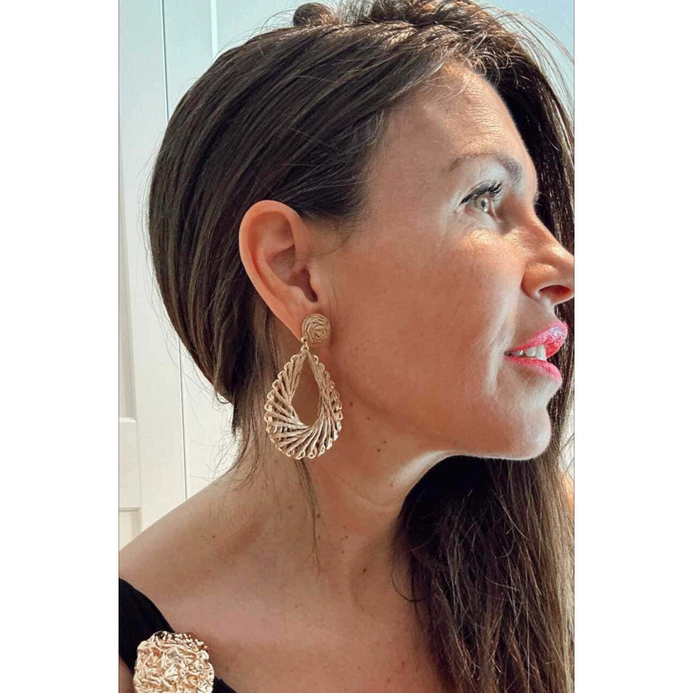 Pendientes Lágrima Rafia LACRYNE Beige HEVE