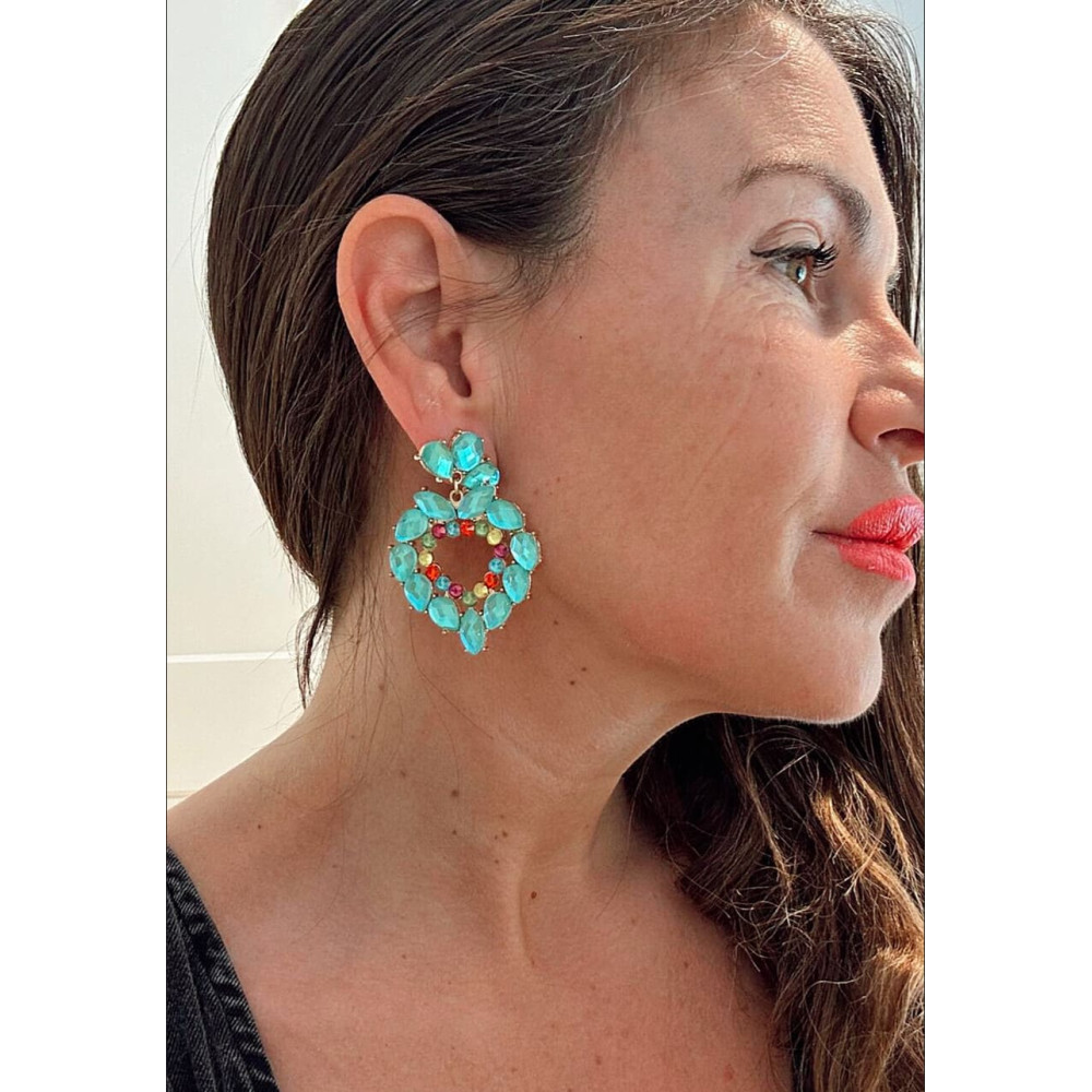 Pendientes Corazón con Cristales VETRISSIA Azul HEVE