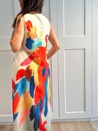 Vestido Evasé Estampado Tropical WUAKAYEN HEVE
