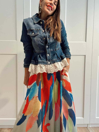 Vestido Evasé Estampado Tropical WUAKAYEN HEVE