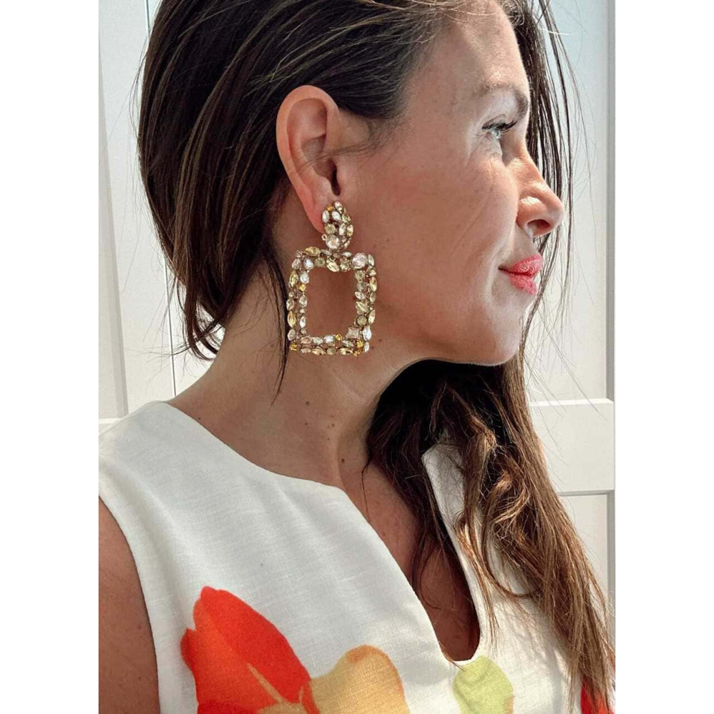 Pendientes Rectangulares con Cristales GLAREEN HEVE