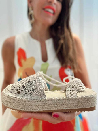 Alpargata Atada Crochet ELUNARA Beige HEVE