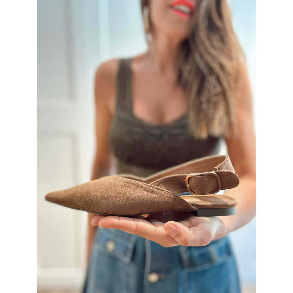 Zapato Destalonado Efecto Ante SIGRID Marrón HEVE