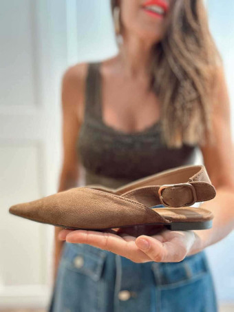Zapato Destalonado Efecto Ante SIGRID Marrón HEVE