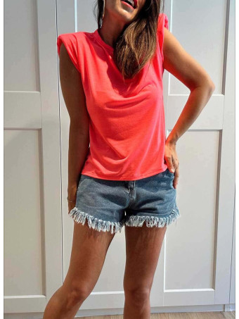 Camiseta Hombreras MEIZURY Rosa Flúor HEVE