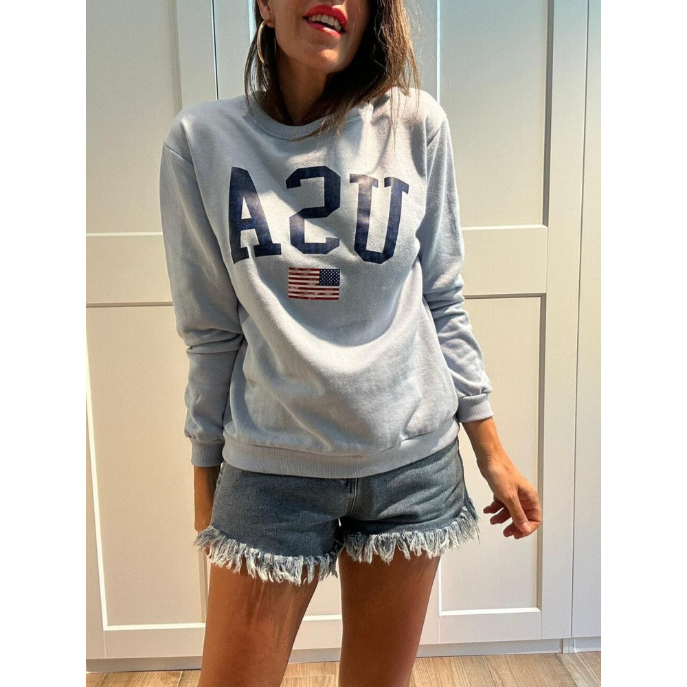 Sudadera Algodón U.S.A. Celeste HEVE