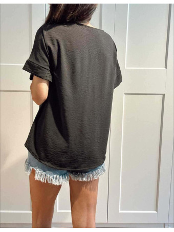 Blusa Botones Martillados LIVENZA Negro HEVE