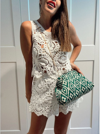 Bolso Lona Frame Bag Étnico Verde HEVE