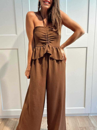 Mono Off Shoulder con Volante RUMBAYA Marrón HEVE
