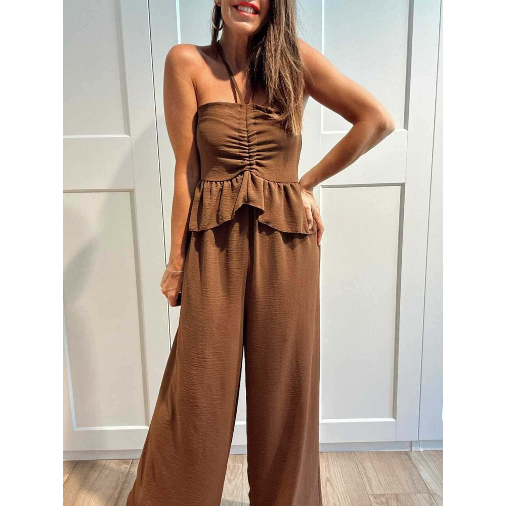Mono Off Shoulder con Volante RUMBAYA Marrón HEVE