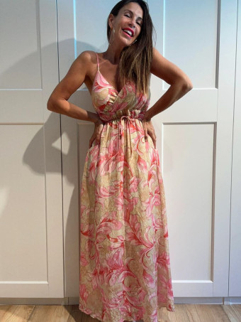 Vestido Estampado Flores MELTHÉA Mostaza HEVE