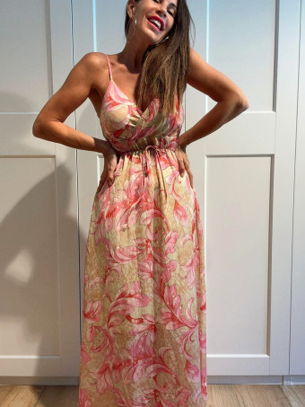 Vestido Estampado Flores MELTHÉA Mostaza HEVE