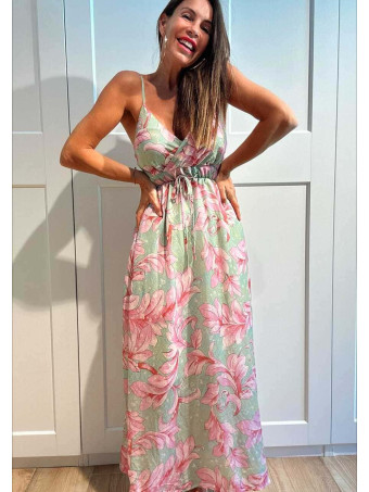 Vestido Estampado Flores MELTHÉA Aguamarina HEVE