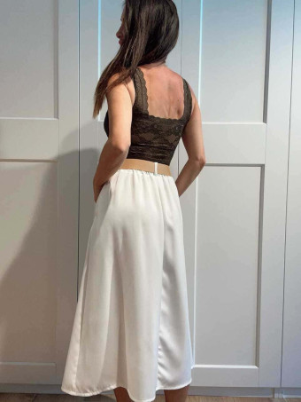 Falda Midi con Cinturón NAZLIE Blanco HEVE