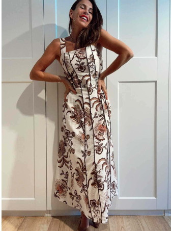 Conjunto Estampado Top y Falda MIRAVINE Marrón HEVE