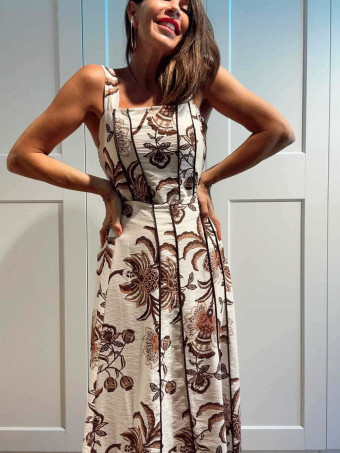 Conjunto Estampado Top y Falda MIRAVINE Marrón HEVE