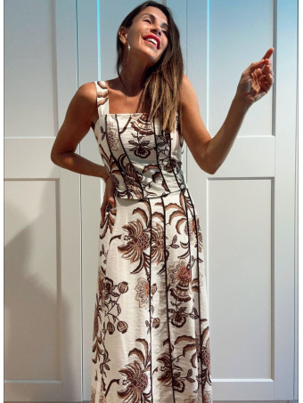 Conjunto Estampado Top y Falda MIRAVINE Marrón HEVE