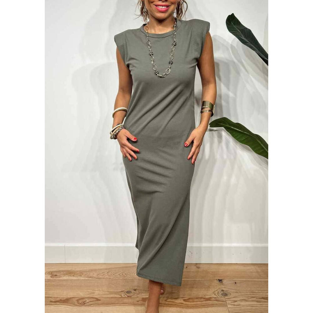 Vestido Básico Hombreras BAMBE Verde Militar HEVE