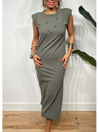 Vestido Básico Hombreras BAMBE Verde Militar HEVE