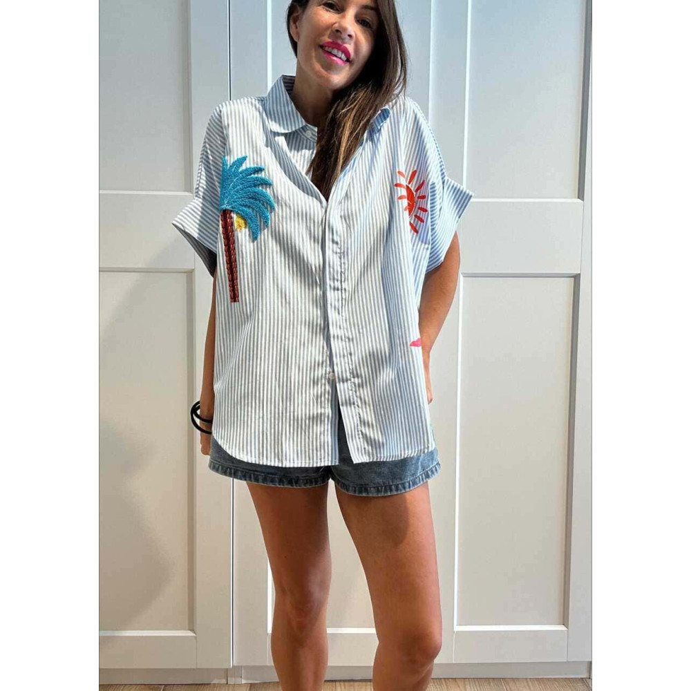 Camisa Oversize Rayas MAHINA Azul HEVE