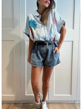 Camisa Oversize Rayas MAHINA Azul HEVE