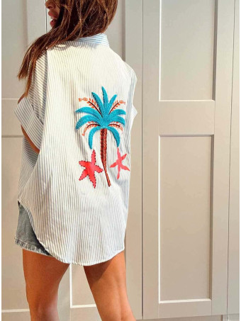 Camisa Oversize Rayas MAHINA Azul HEVE