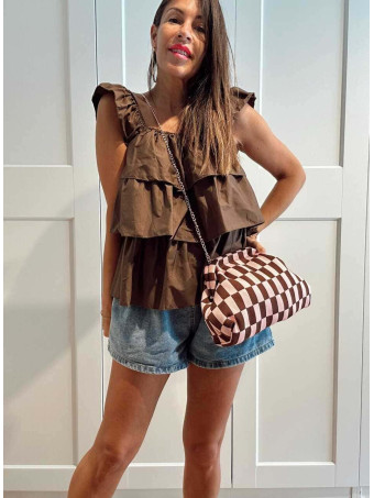 Blusa Evasé con Volantes MAYALEN Marrón HEVE