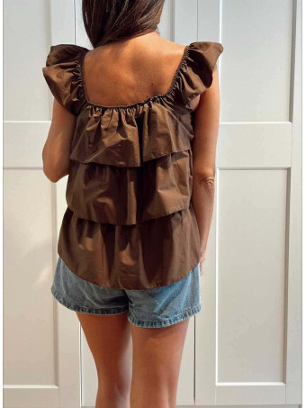 Blusa Evasé con Volantes MAYALEN Marrón HEVE