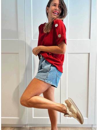 Blusa Botones Martillados LIVENZA Burdeos HEVE
