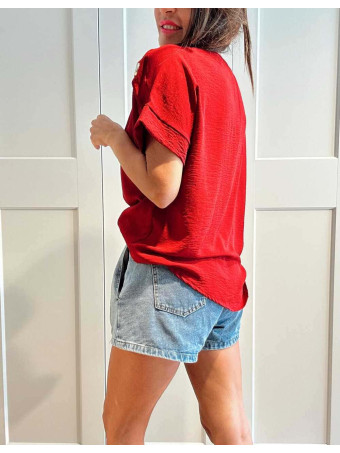 Blusa Botones Martillados LIVENZA Burdeos HEVE