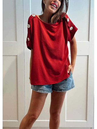 Blusa Botones Martillados LIVENZA Burdeos HEVE