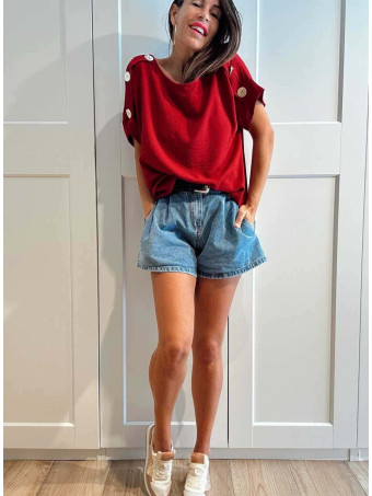 Blusa Botones Martillados LIVENZA Burdeos HEVE